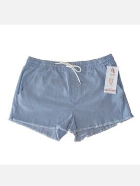 Celebrity Pink Women's Plus Size 2XL High Rise Raw Hem Periwinkle Denim Shorts